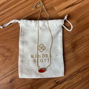 Kendra Scott Gold Necklace with Red Pendant